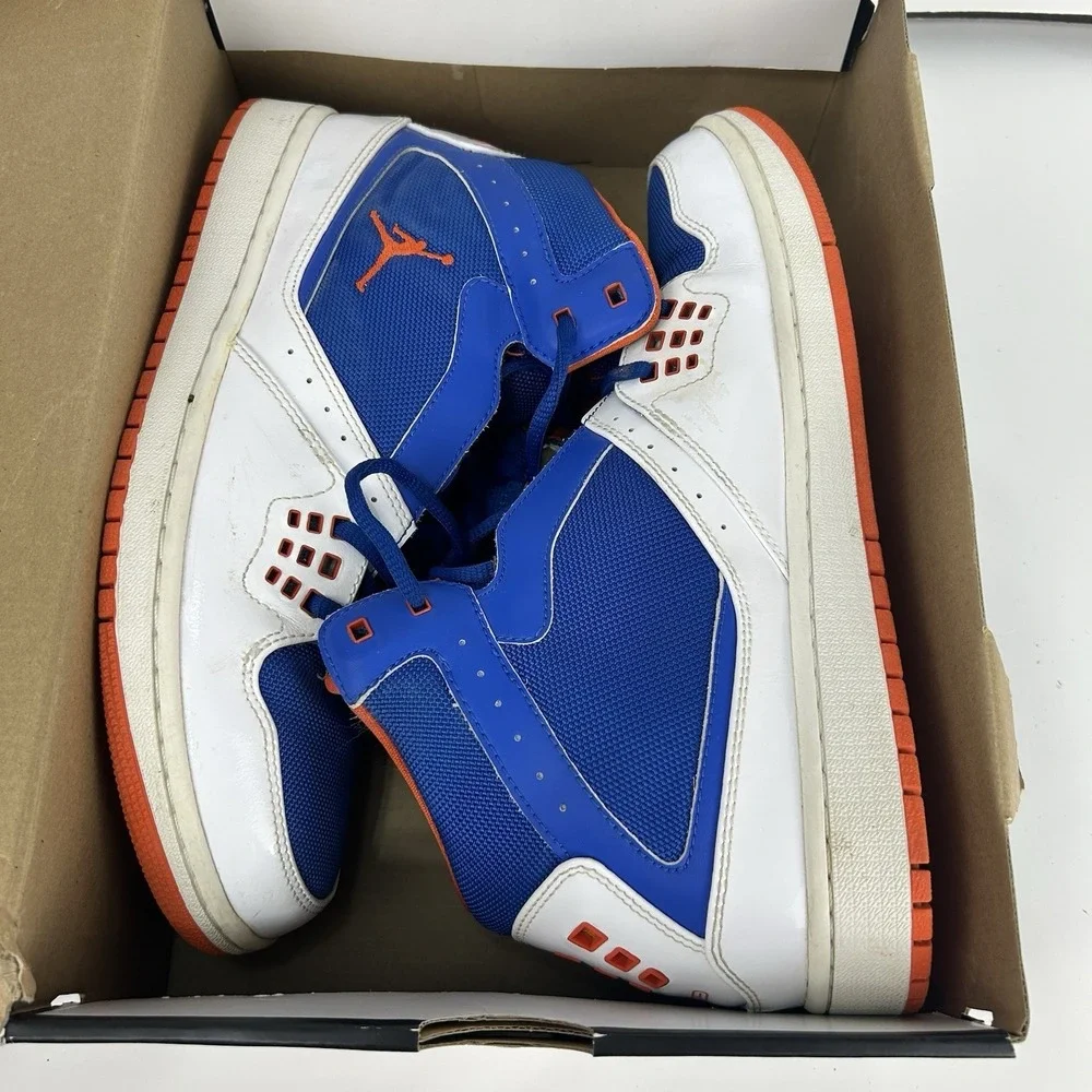 Nike Air Jordan 1 Flight Mid Sneaker Men 10.5 Blue Orange White Basketball Retro